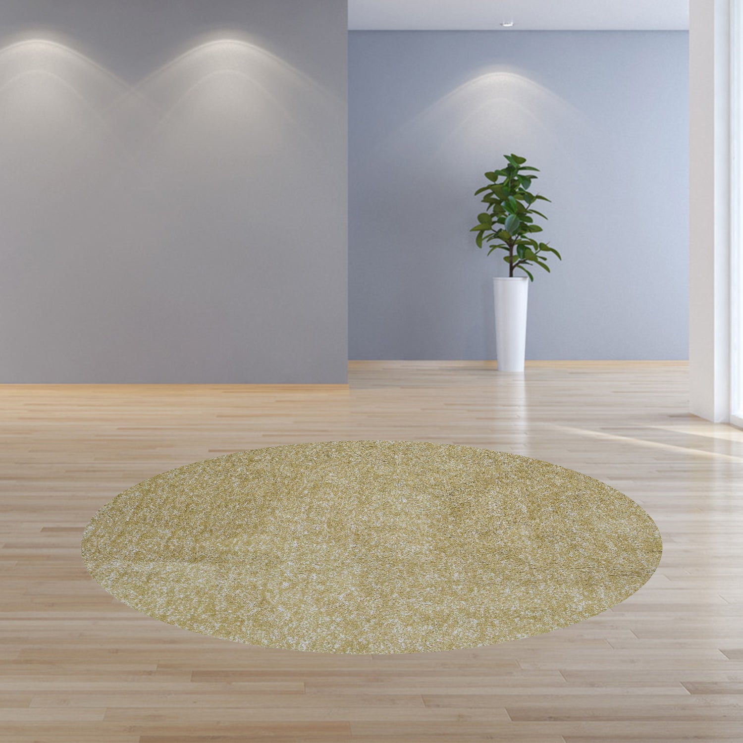 8' Yellow Hand Woven Round Rug-Area Rugs-DECOROLALA