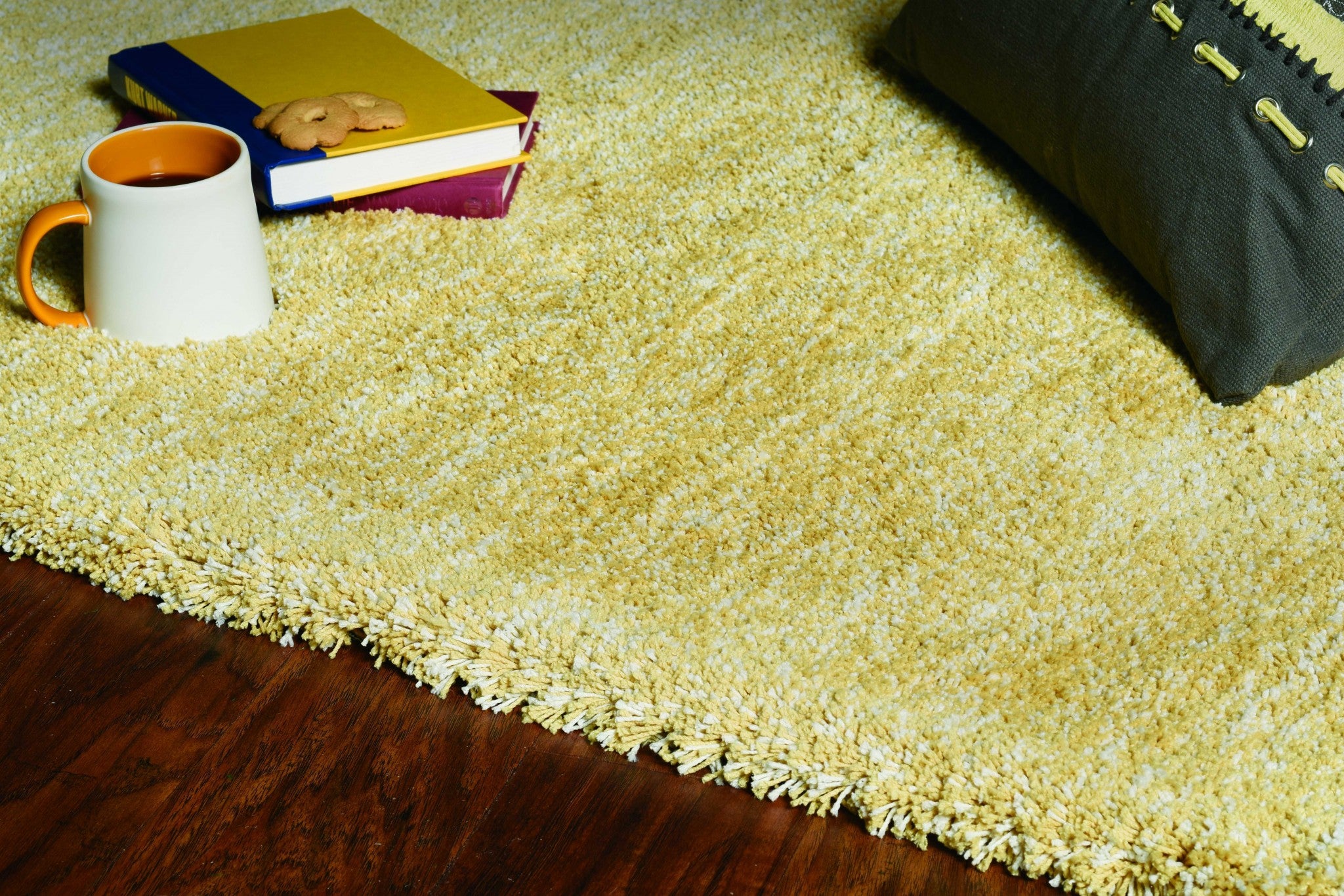 8' Yellow Hand Woven Round Rug-Area Rugs-DECOROLALA