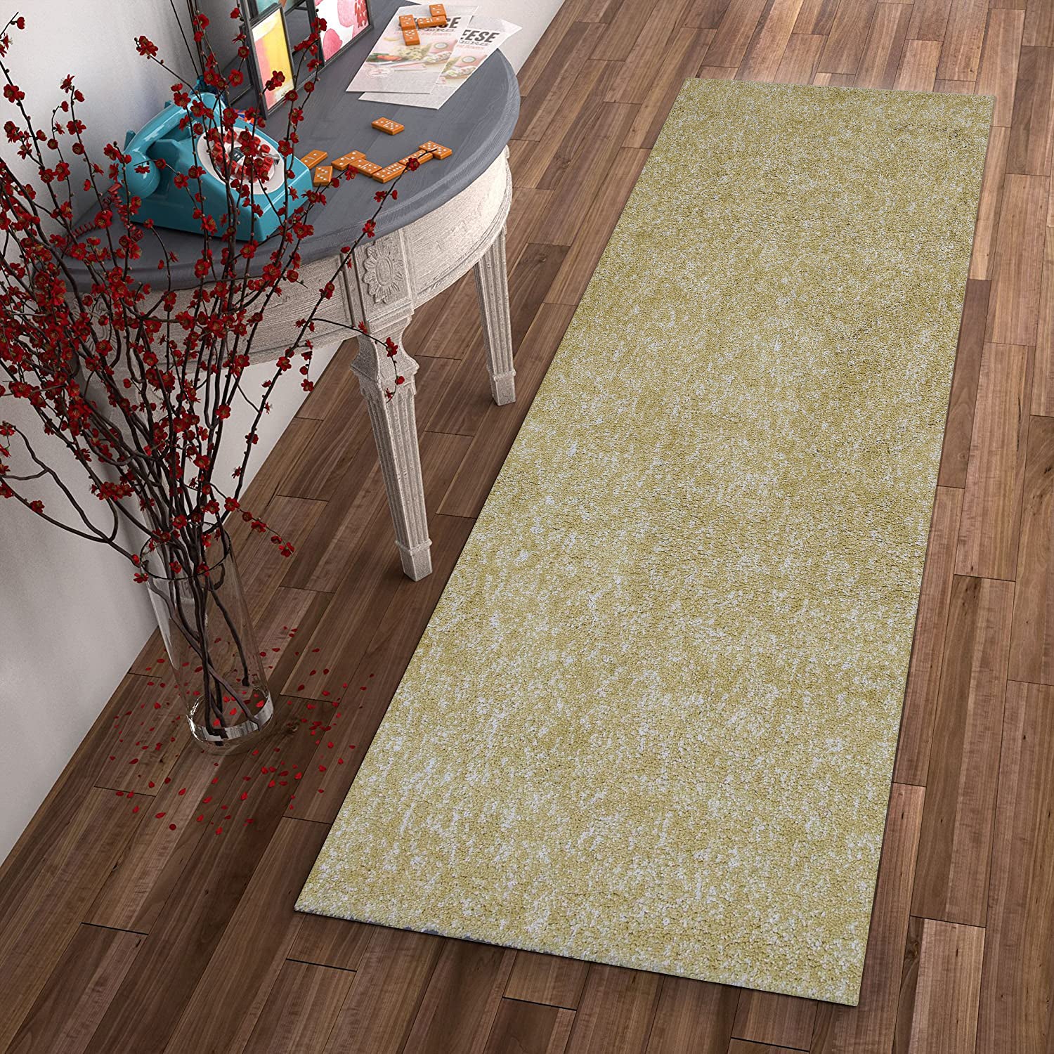 8' Yellow Hand Woven Round Rug-Area Rugs-DECOROLALA