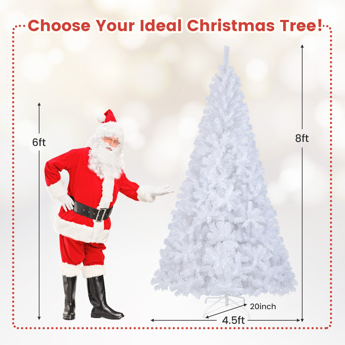 8 ft White Christmas Tree with Solid Metal Stand-8 ft-Christmas Trees-DECOROLALA