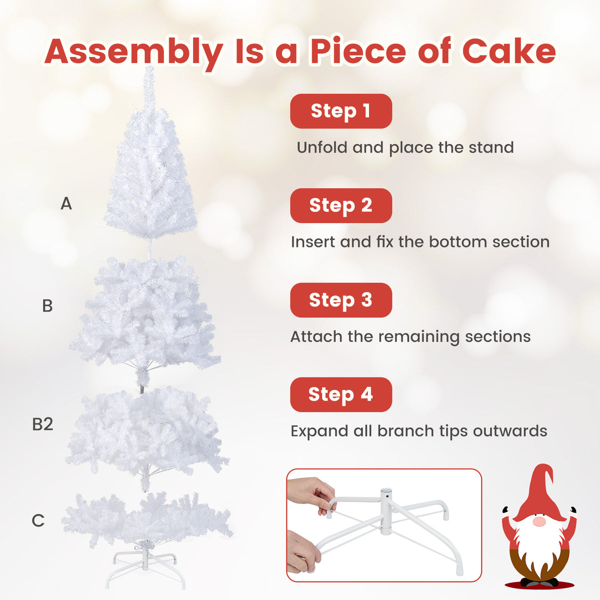 8 ft White Christmas Tree with Solid Metal Stand-8 ft-Christmas Trees-DECOROLALA