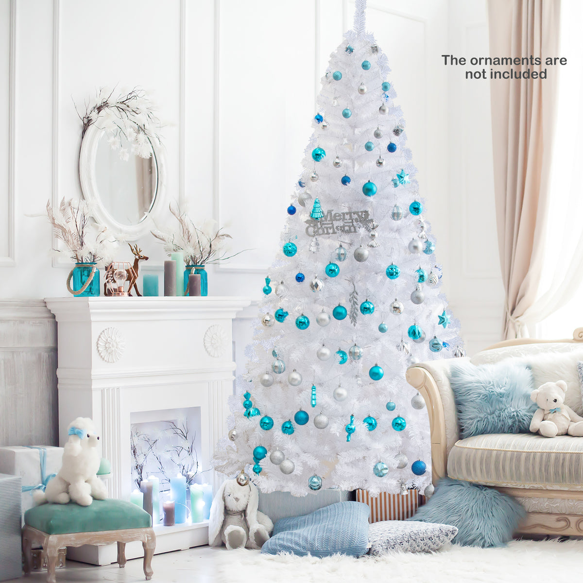 8 ft White Christmas Tree with Solid Metal Stand-8 ft-Christmas Trees-DECOROLALA
