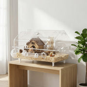 8 in 1 Dwarf Hamster Cage with Wood Accessories - 21.5" x 12"-Small Animals-DECOROLALA