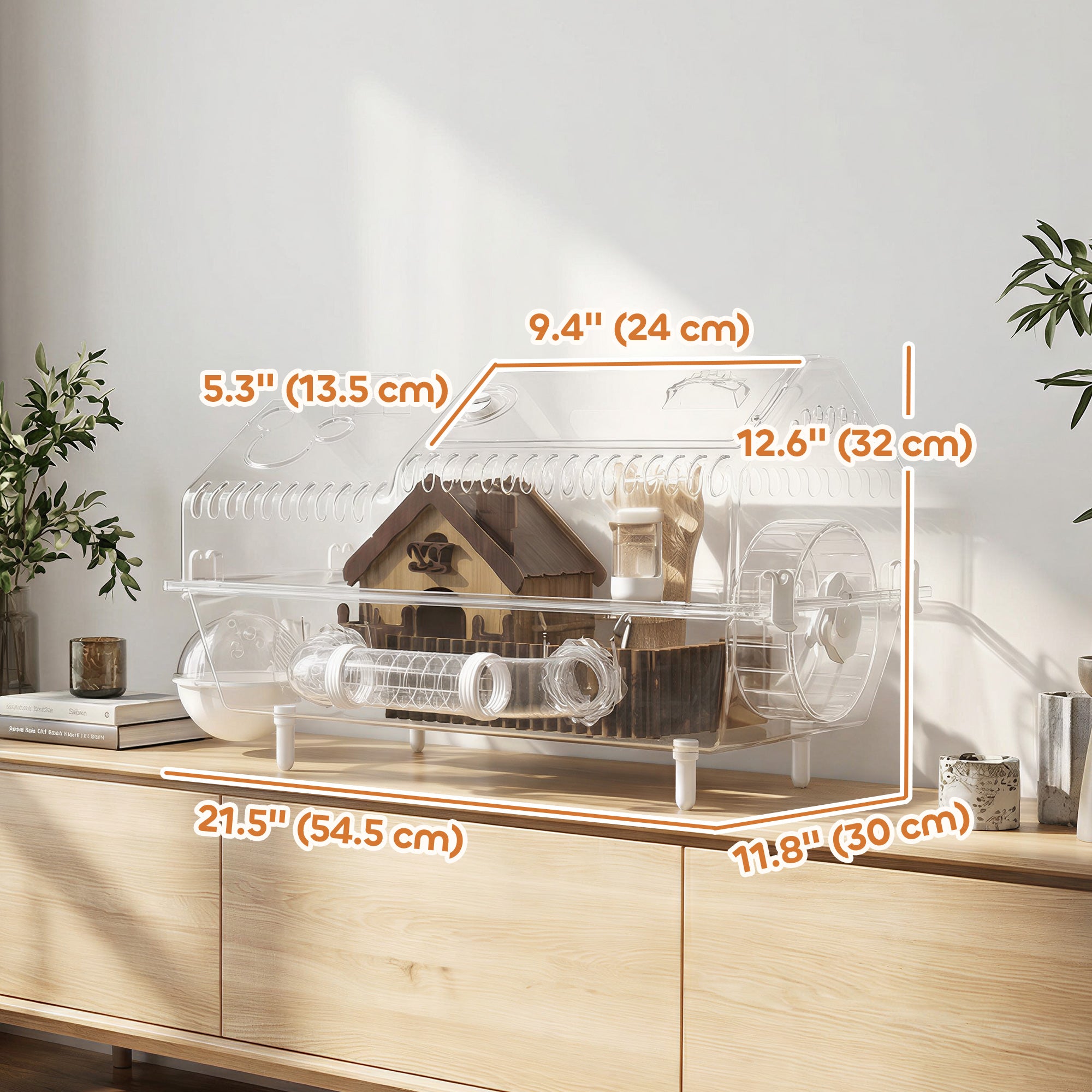 8 in 1 Hamster Cage with All Accessories for Dwarf Hamster, 21.5" x 11.8" x 12.6"-Small Animals-DECOROLALA