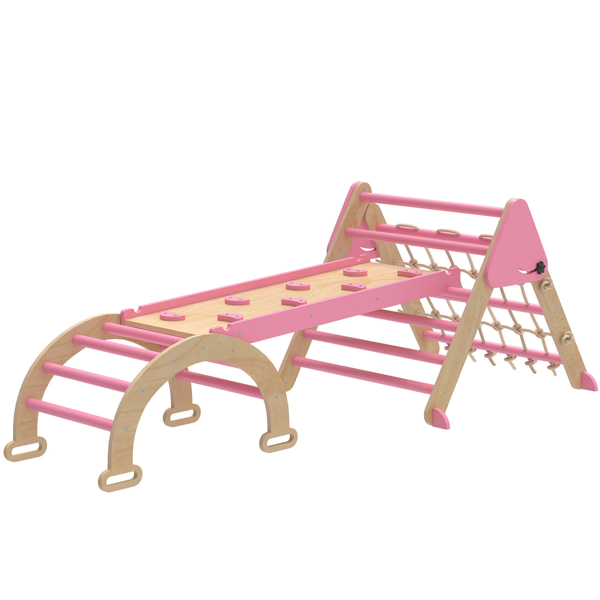 8-in-1 Pikler Triangle Set, Foldable Wooden Climbing Toys with Arch, Ramp and Ladder for Ages 18-48 Mouths-Toys & Games > Baby & Toddler Toys > Kids Gym & Playmats-DECOROLALA