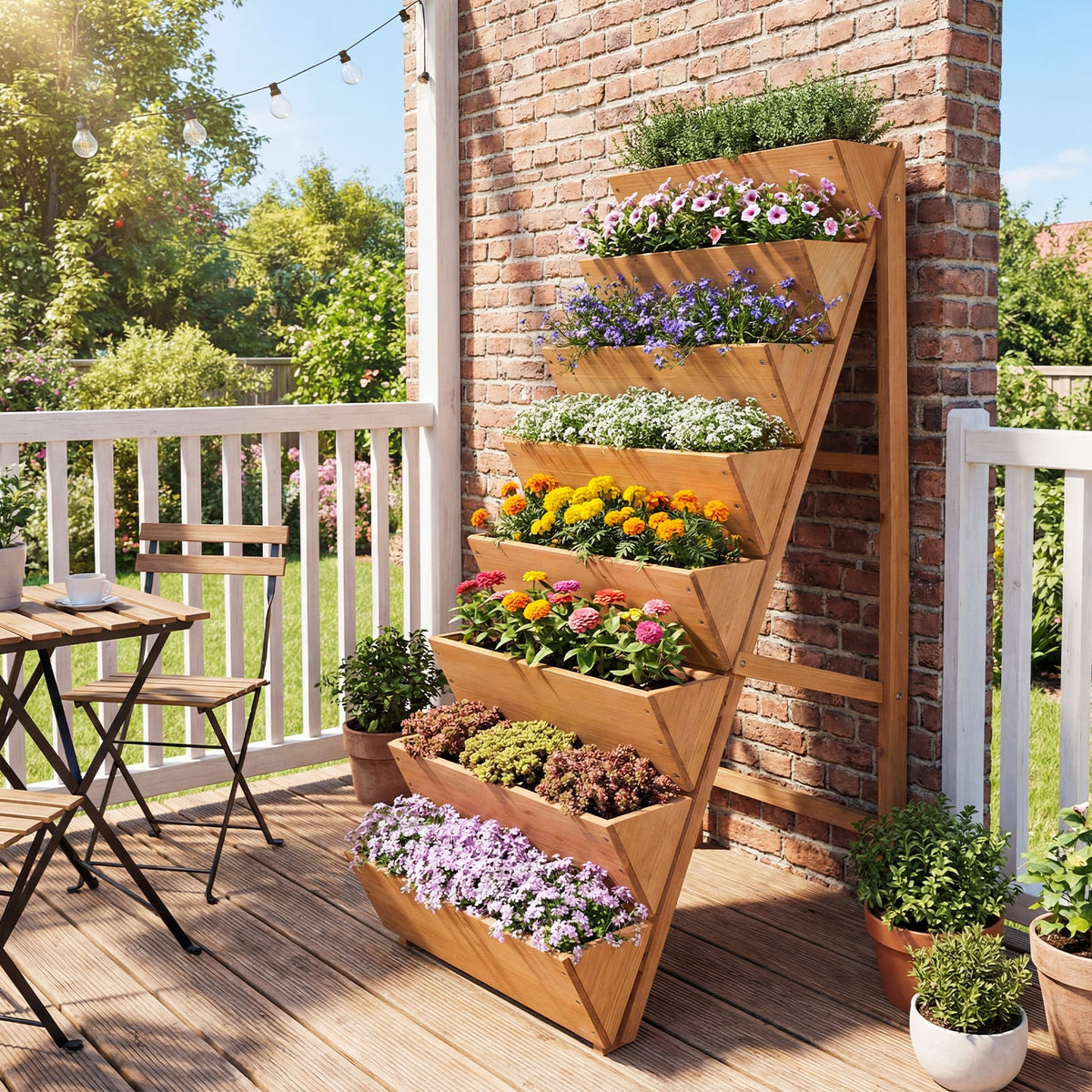 8-tier Vertical Raised Garden Bed Wood Elevated Planter Box with Legs-Orange-Raised Garden Beds-DECOROLALA