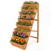 8-tier Vertical Raised Garden Bed Wood Elevated Planter Box with Legs-Orange-Raised Garden Beds-DECOROLALA