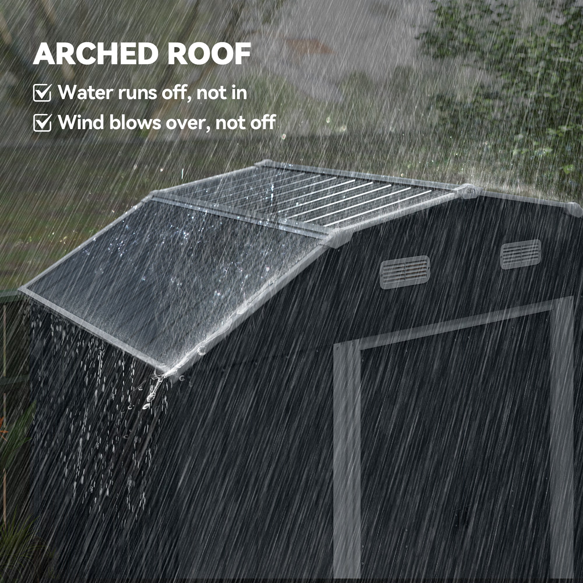 8' x 4' Galvanized Outdoor Storage Shed - Dark Grey-Patio & Garden > Lawn & Garden > Sheds-DECOROLALA