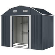 8' x 4' Galvanized Outdoor Storage Shed - Dark Grey-Patio & Garden > Lawn & Garden > Sheds-DECOROLALA