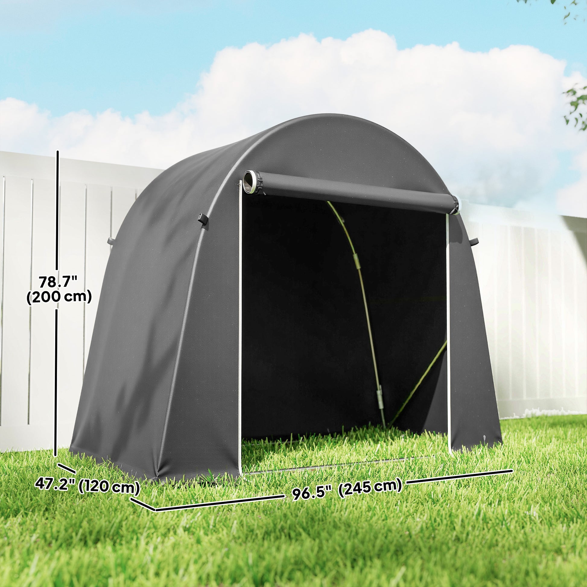 8' x 4' Portable Bike Shed - Dark Grey Waterproof Tent-Patio & Garden > Lawn & Garden > Sheds > Portable Shed-DECOROLALA