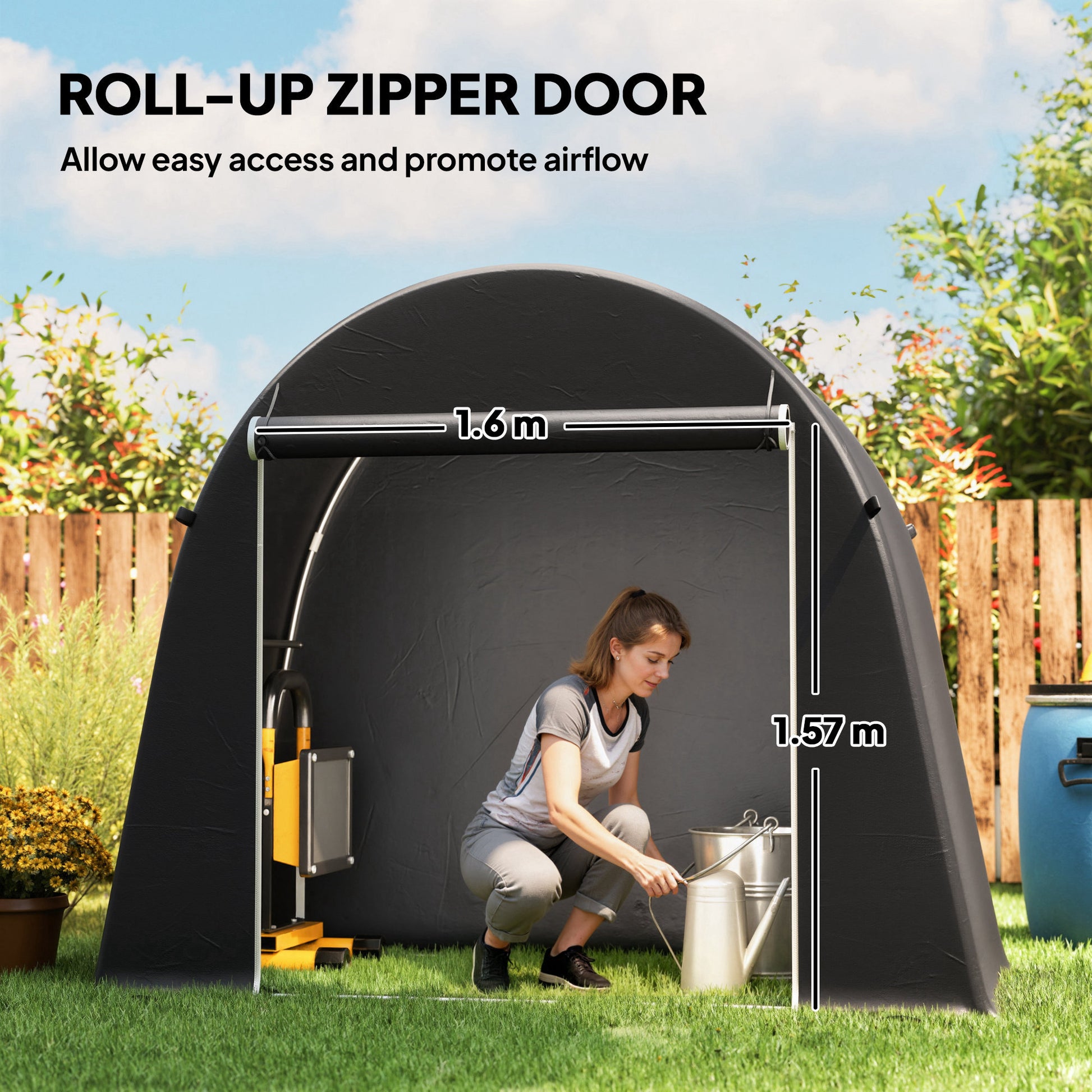 8' x 4' Portable Bike Shed - Dark Grey Waterproof Tent-Patio & Garden > Lawn & Garden > Sheds > Portable Shed-DECOROLALA