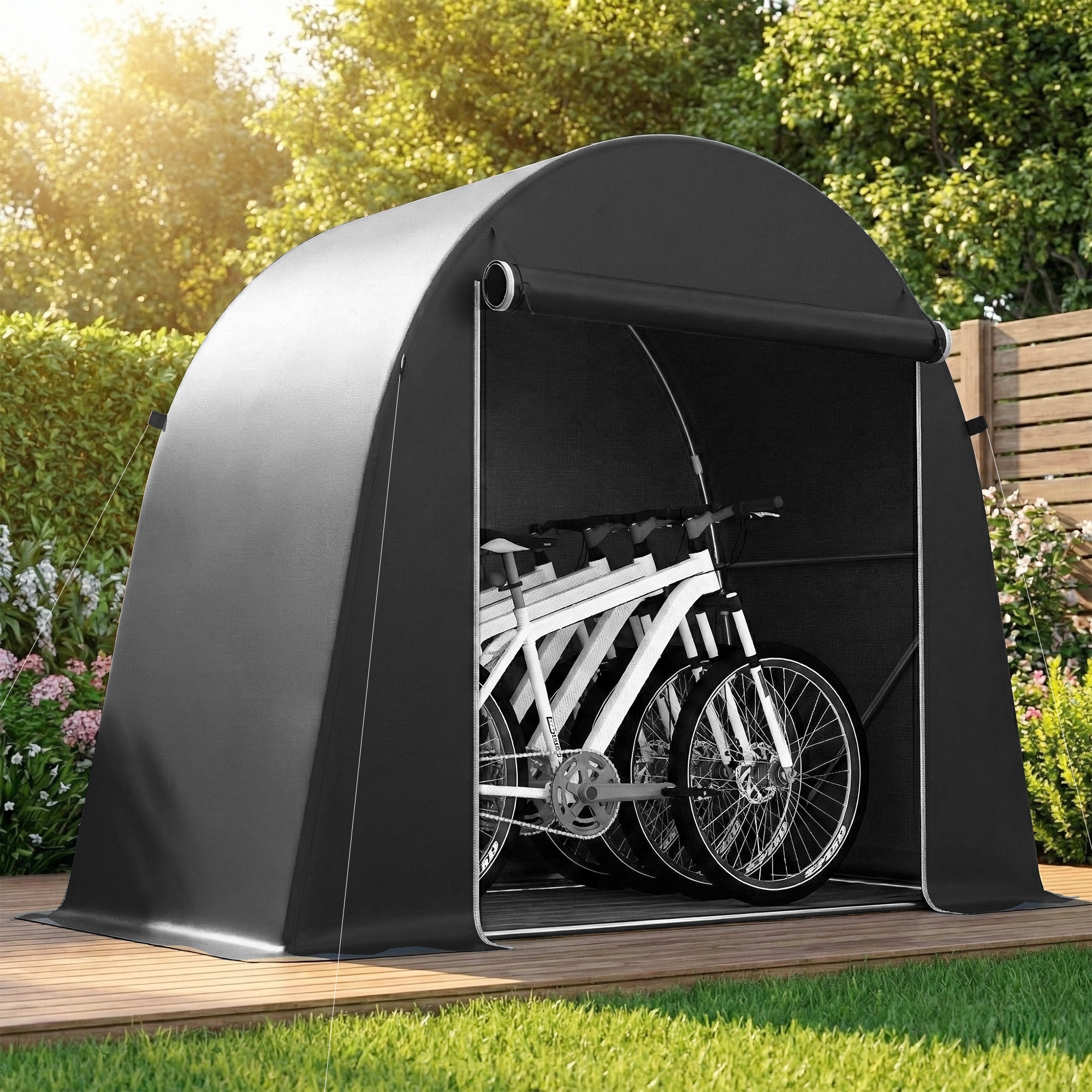 8' x 4' Portable Bike Shed - Dark Grey Waterproof Tent-Patio & Garden > Lawn & Garden > Sheds > Portable Shed-DECOROLALA