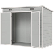 8' x 4' Resin Outdoor Storage Shed with Floor - Light Grey-Storage Sheds-DECOROLALA