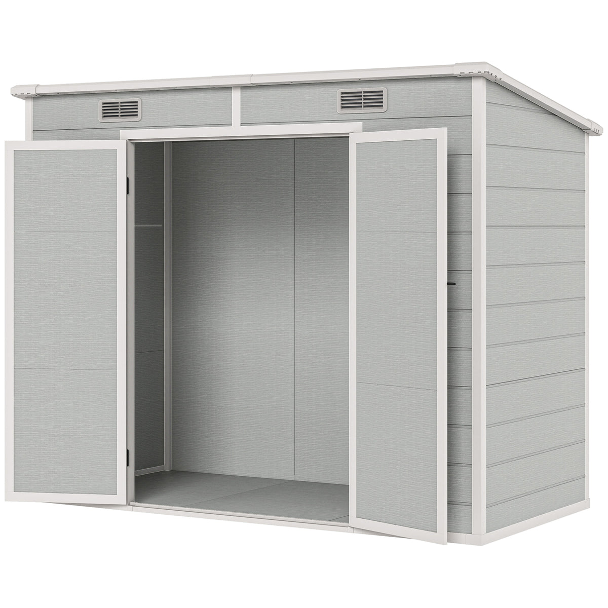 8' x 4' Resin Outdoor Storage Shed with Floor - Light Grey-Storage Sheds-DECOROLALA