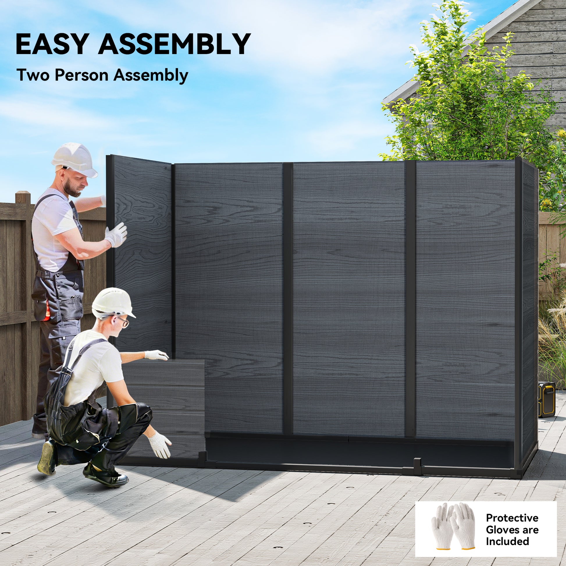 8 x 4 ft Plastic Garden Shed - Wood-Effect Dark Grey-Patio & Garden > Lawn & Garden > Sheds-DECOROLALA