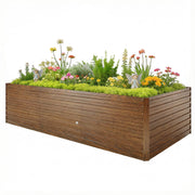 8' x 4' x 2' Raised Garden Bed - Dark Brown Wood Effect-DECOROLALA