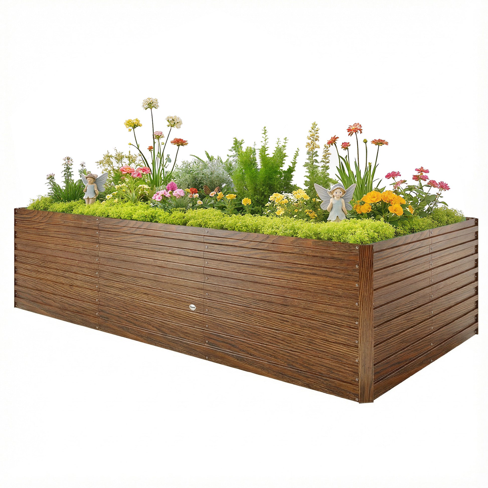 8' x 4' x 2' Raised Garden Bed - Dark Brown Wood Effect-DECOROLALA