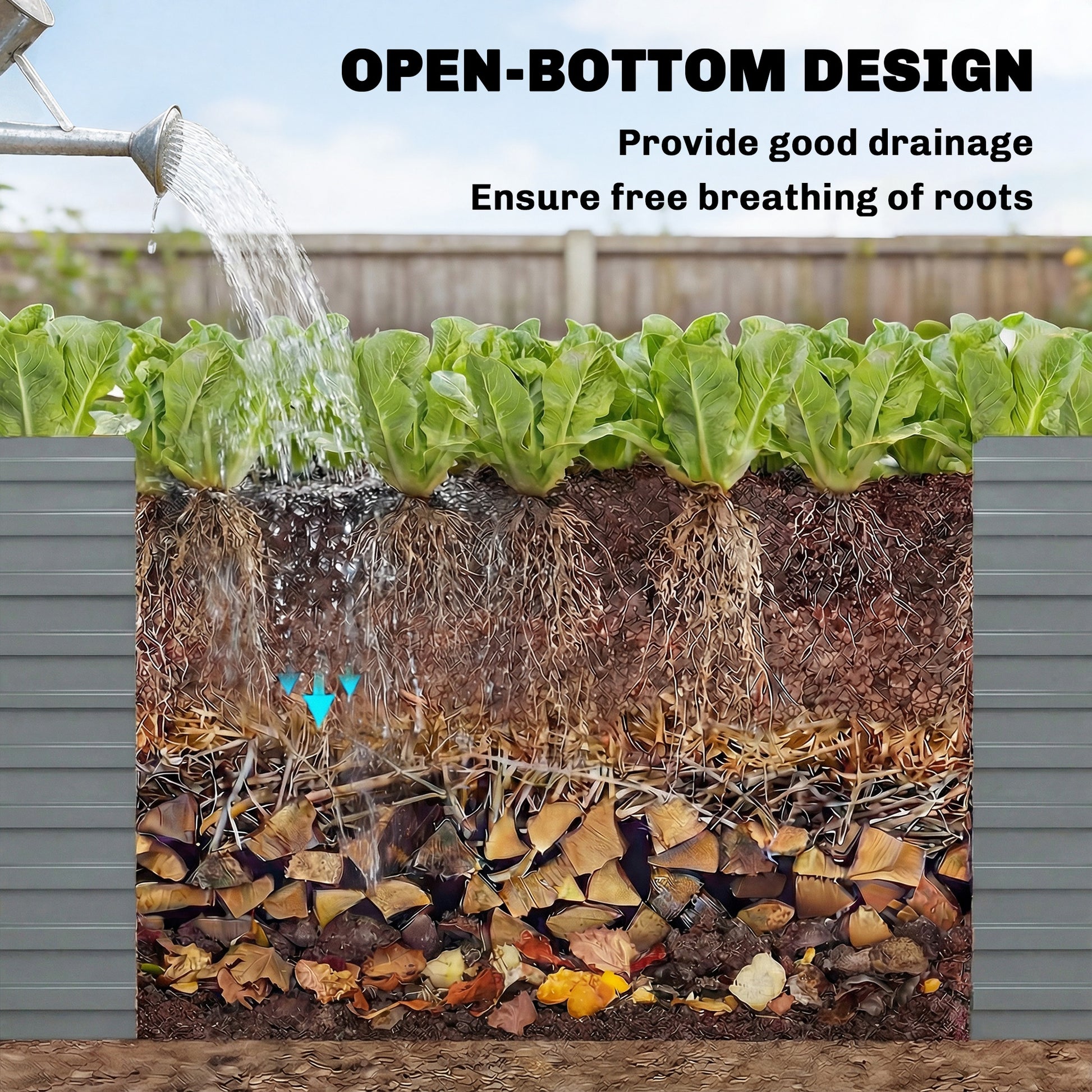 8' x 4' x 2' Raised Garden Bed Galvanized Steel - Light Grey-DECOROLALA
