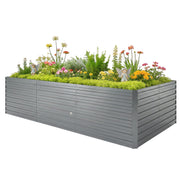 8' x 4' x 2' Raised Garden Bed Galvanized Steel - Light Grey-DECOROLALA