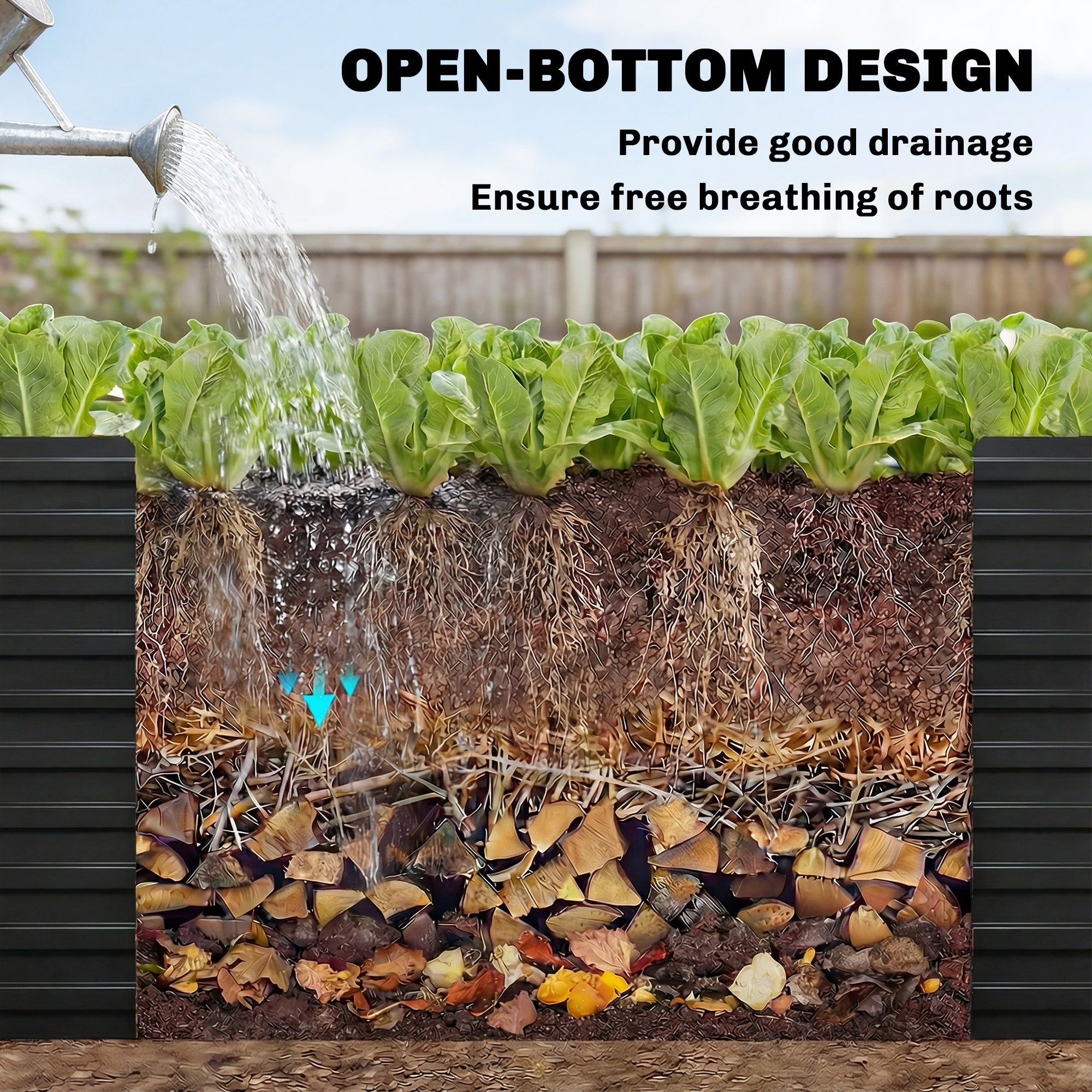 8' x 4' x 2' Raised Garden Bed Galvanized Steel Planter Black-DECOROLALA