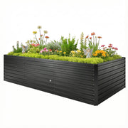 8' x 4' x 2' Raised Garden Bed Galvanized Steel Planter Black-DECOROLALA