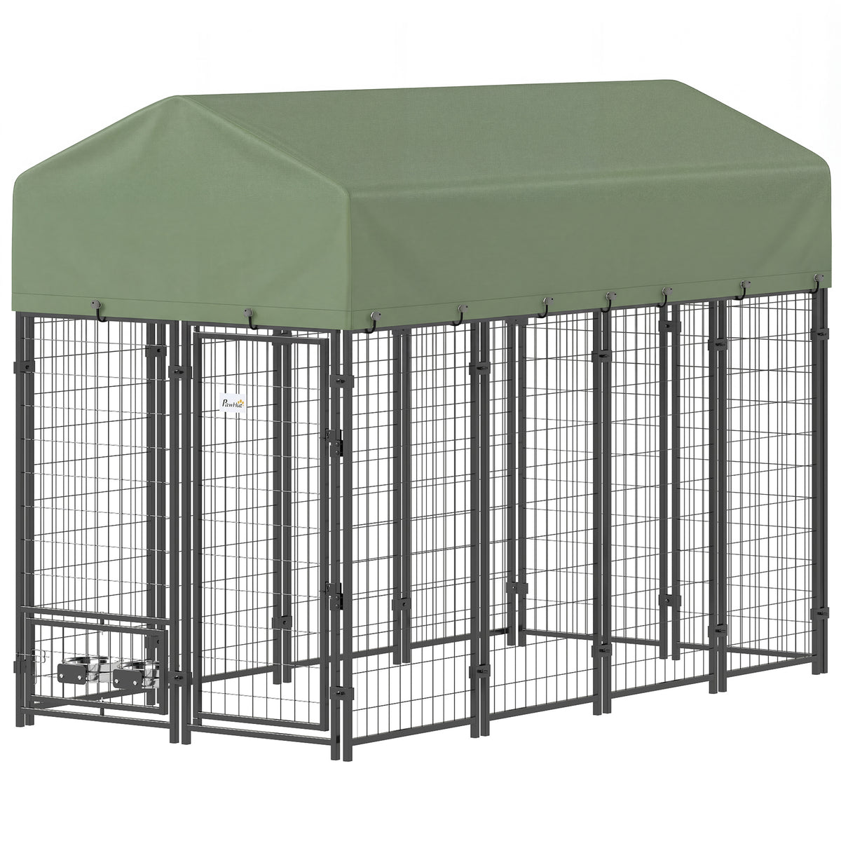 8' x 4' x 6' Outdoor Dog Kennel with Rotating Bowls - Green-Dogs-DECOROLALA