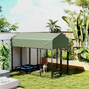 8' x 4' x 6' Outdoor Dog Kennel with Rotating Bowls - Green-Dogs-DECOROLALA