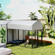 8' x 4' x 6' Outdoor Dog Kennel with Rotating Bowls - Silver-Dogs-DECOROLALA