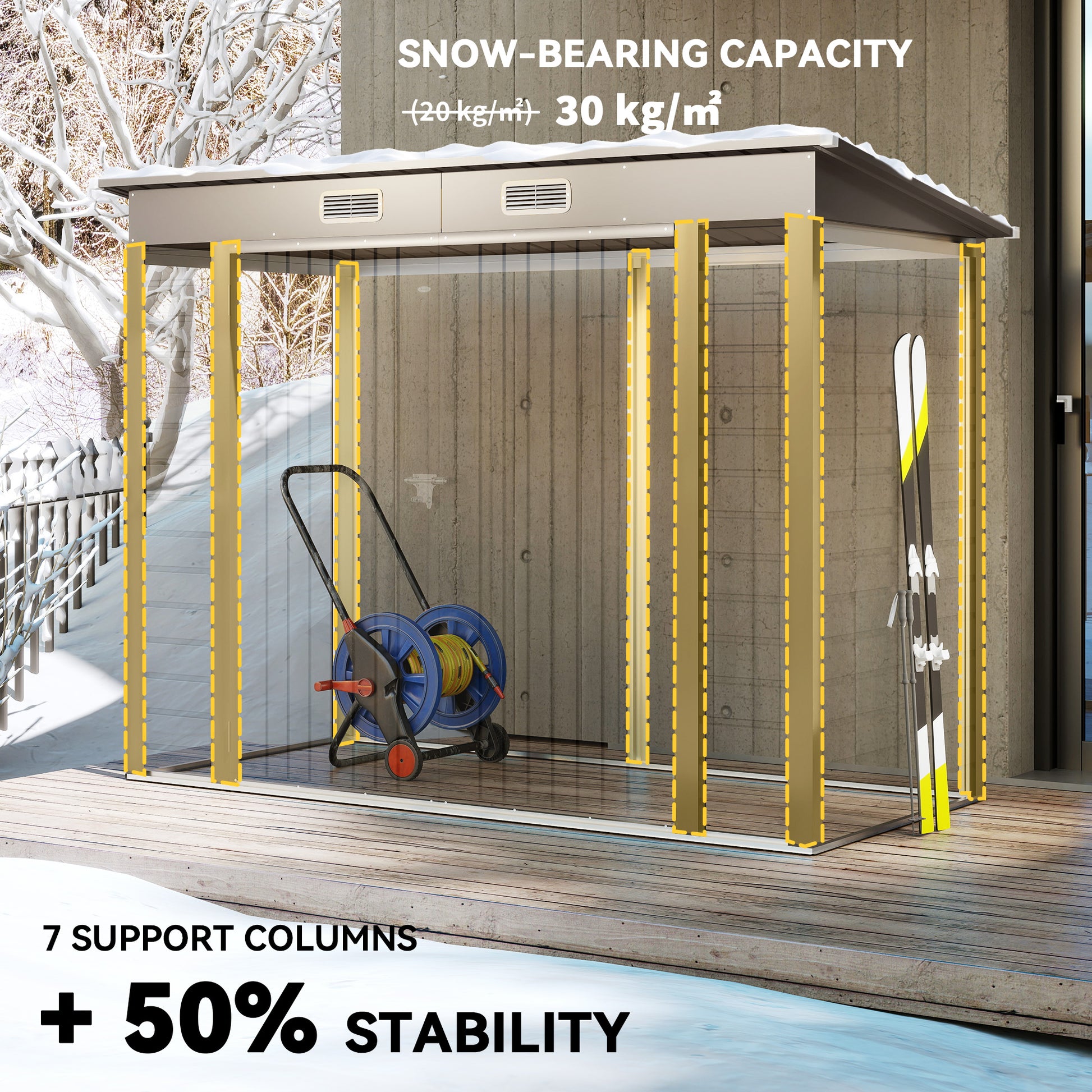 8 x 4FT Galvanized Metal Garden Storage Shed - Light Grey-Patio & Garden > Lawn & Garden > Sheds-DECOROLALA