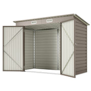 8 x 4FT Galvanized Metal Garden Storage Shed - Light Grey-Patio & Garden > Lawn & Garden > Sheds-DECOROLALA