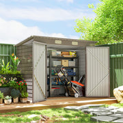 8 x 4FT Galvanized Metal Garden Storage Shed - Light Grey-Patio & Garden > Lawn & Garden > Sheds-DECOROLALA