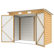 8 x 4FT Galvanized Metal Garden Storage Shed - Yellow-Patio & Garden > Lawn & Garden > Sheds-DECOROLALA