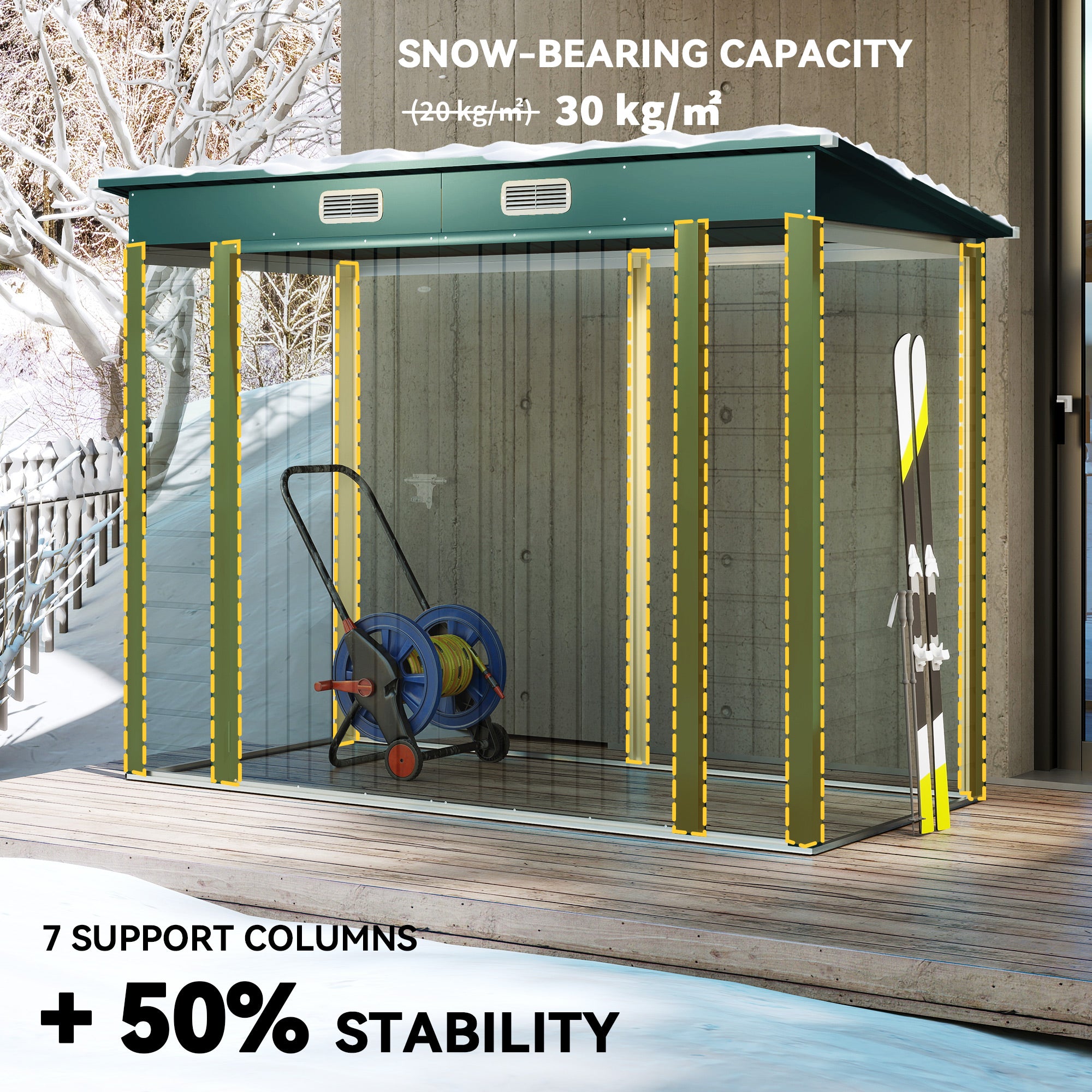 8 x 4ft Galvanized Garden Storage Shed - Green Metal Outdoor-Patio & Garden > Lawn & Garden > Sheds-DECOROLALA