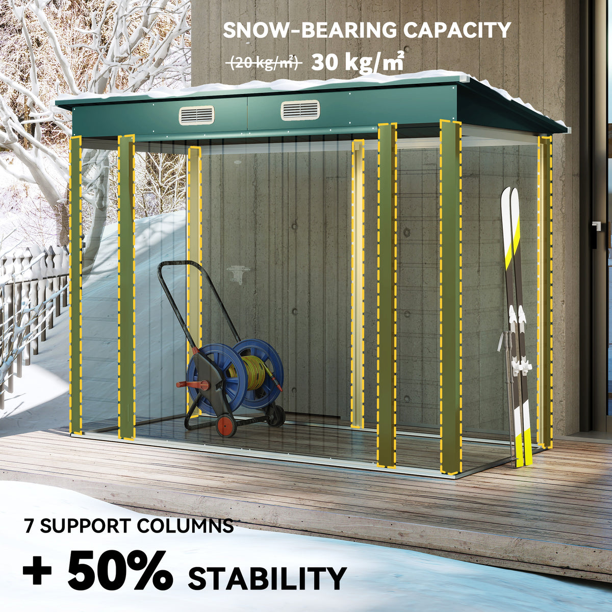 8 x 4ft Galvanized Garden Storage Shed - Green Metal Outdoor-Patio & Garden > Lawn & Garden > Sheds-DECOROLALA