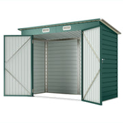 8 x 4ft Galvanized Garden Storage Shed - Green Metal Outdoor-Patio & Garden > Lawn & Garden > Sheds-DECOROLALA