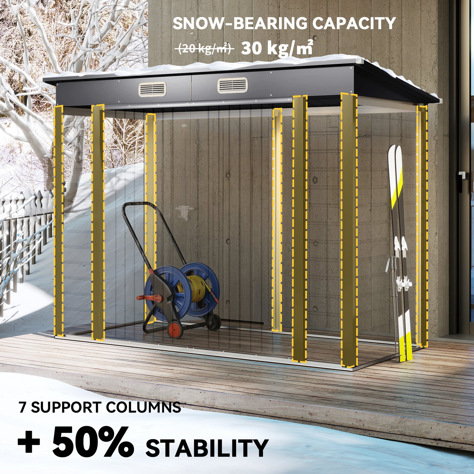 8 x 4ft Galvanized Steel Garden Storage Shed - Grey-Patio & Garden > Lawn & Garden > Sheds-DECOROLALA