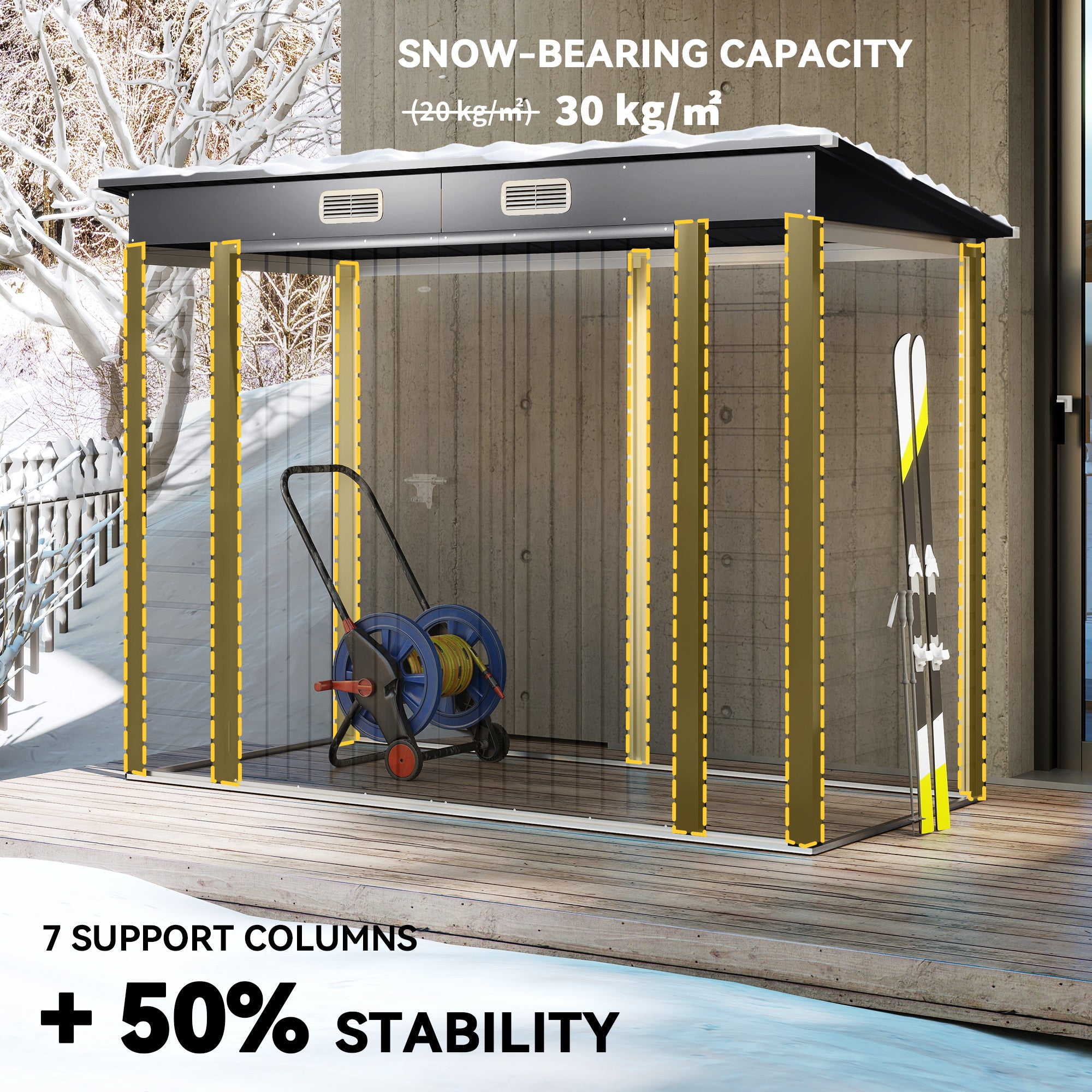 8 x 4ft Galvanized Steel Garden Storage Shed - Grey-Patio & Garden > Lawn & Garden > Sheds-DECOROLALA