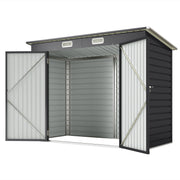 8 x 4ft Galvanized Steel Garden Storage Shed - Grey-Patio & Garden > Lawn & Garden > Sheds-DECOROLALA