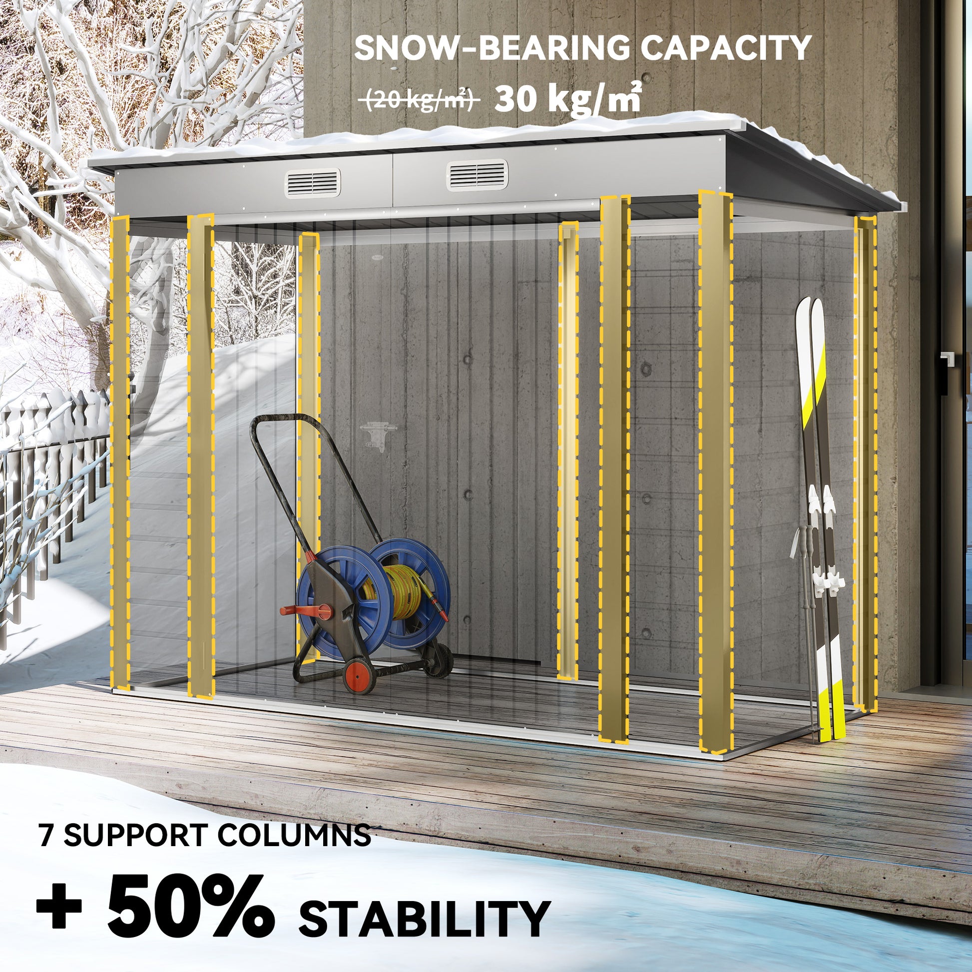 8 x 4ft Galvanized Steel Garden Storage Shed - Light Grey-Patio & Garden > Lawn & Garden > Sheds-DECOROLALA