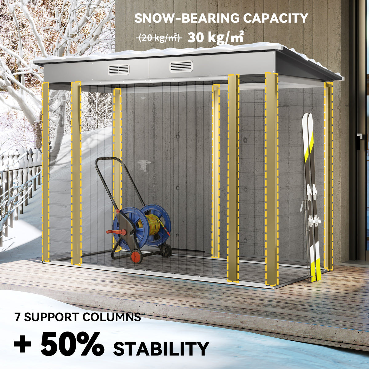 8 x 4ft Galvanized Steel Garden Storage Shed - Light Grey-Patio & Garden > Lawn & Garden > Sheds-DECOROLALA