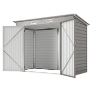 8 x 4ft Galvanized Steel Garden Storage Shed - Light Grey-Patio & Garden > Lawn & Garden > Sheds-DECOROLALA