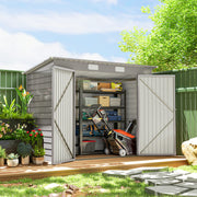 8 x 4ft Galvanized Steel Garden Storage Shed - Light Grey-Patio & Garden > Lawn & Garden > Sheds-DECOROLALA