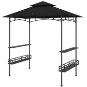 8' x 5' 2-Tier BBQ Gazebo with Shelves - Dark Grey-DECOROLALA