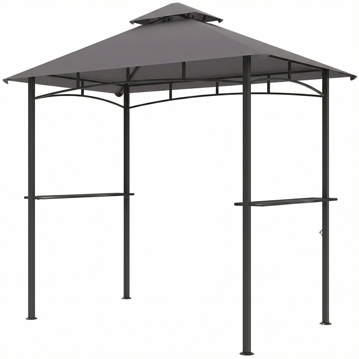 8' x 5' BBQ Grill Gazebo - Double Tiered Canopy Dark Grey-Patio & Garden > BBQs & Grills > BBQ Grill Gazebos-DECOROLALA