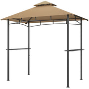 8' x 5' BBQ Grill Tent with Double Canopy, Khaki-DECOROLALA