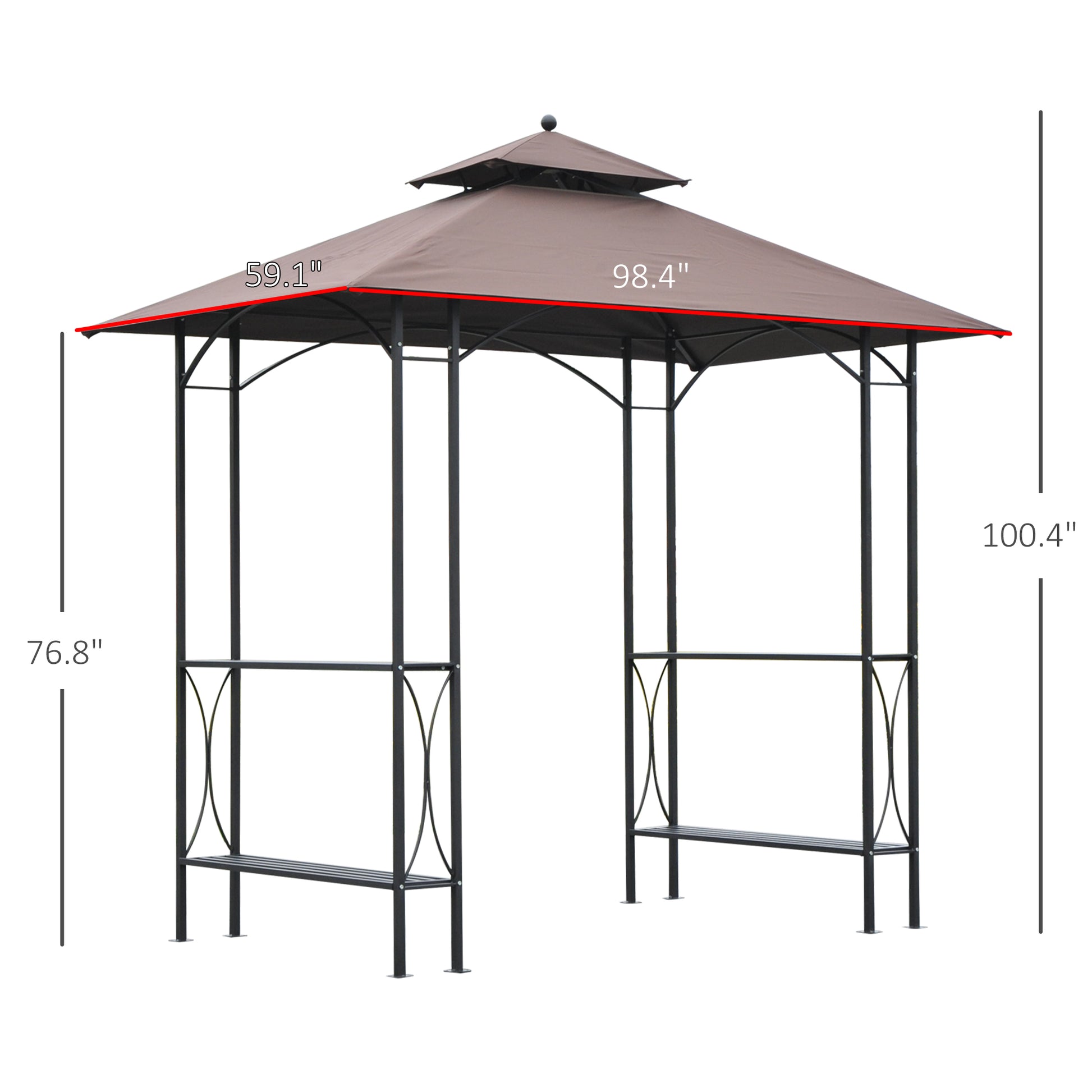 8' x 5' Grill Gazebo - Black Double Tiered Shelf-DECOROLALA