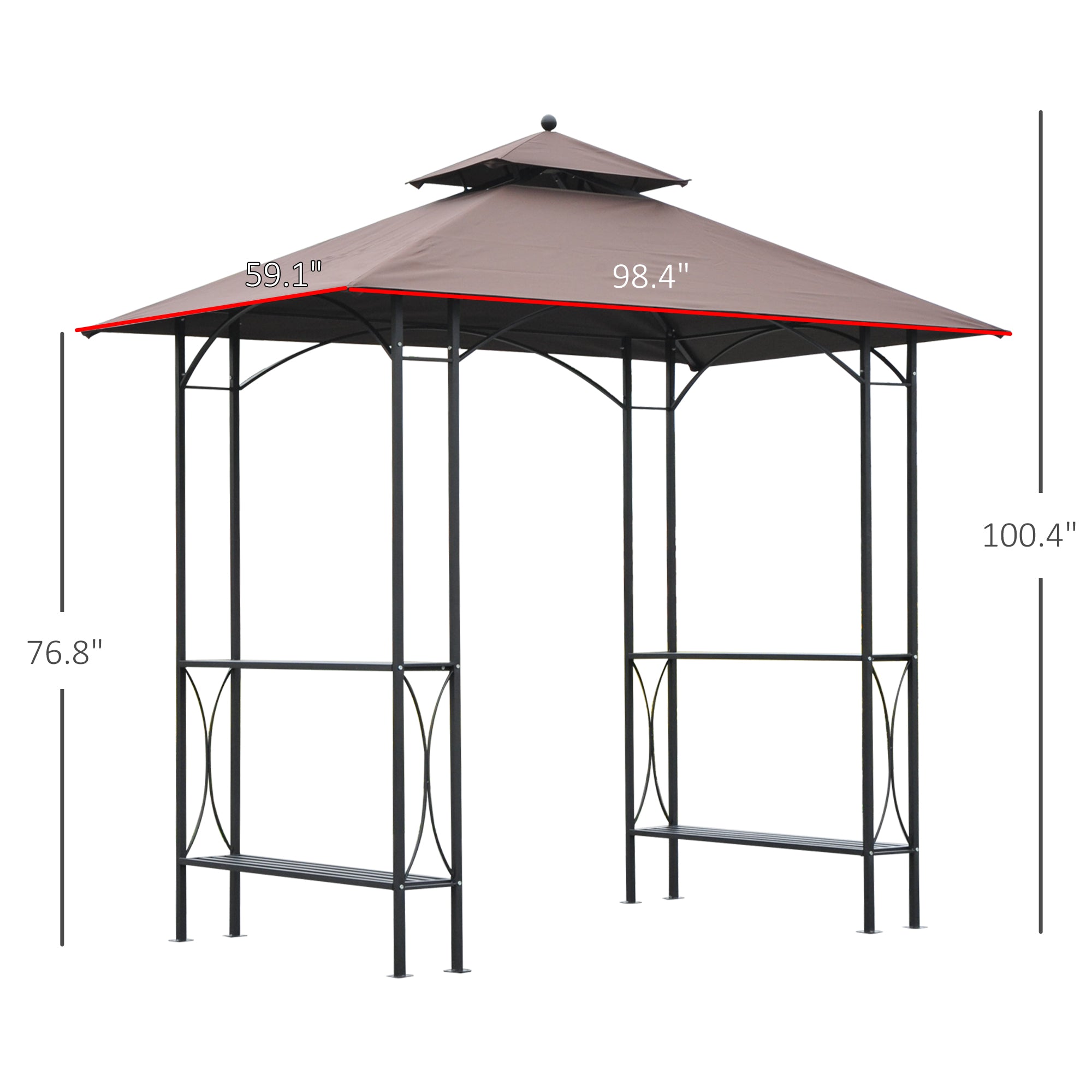 8' x 5' Grill Gazebo - Black Double Tiered Shelf-DECOROLALA