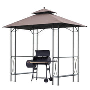 8' x 5' Grill Gazebo - Black Double Tiered Shelf-DECOROLALA