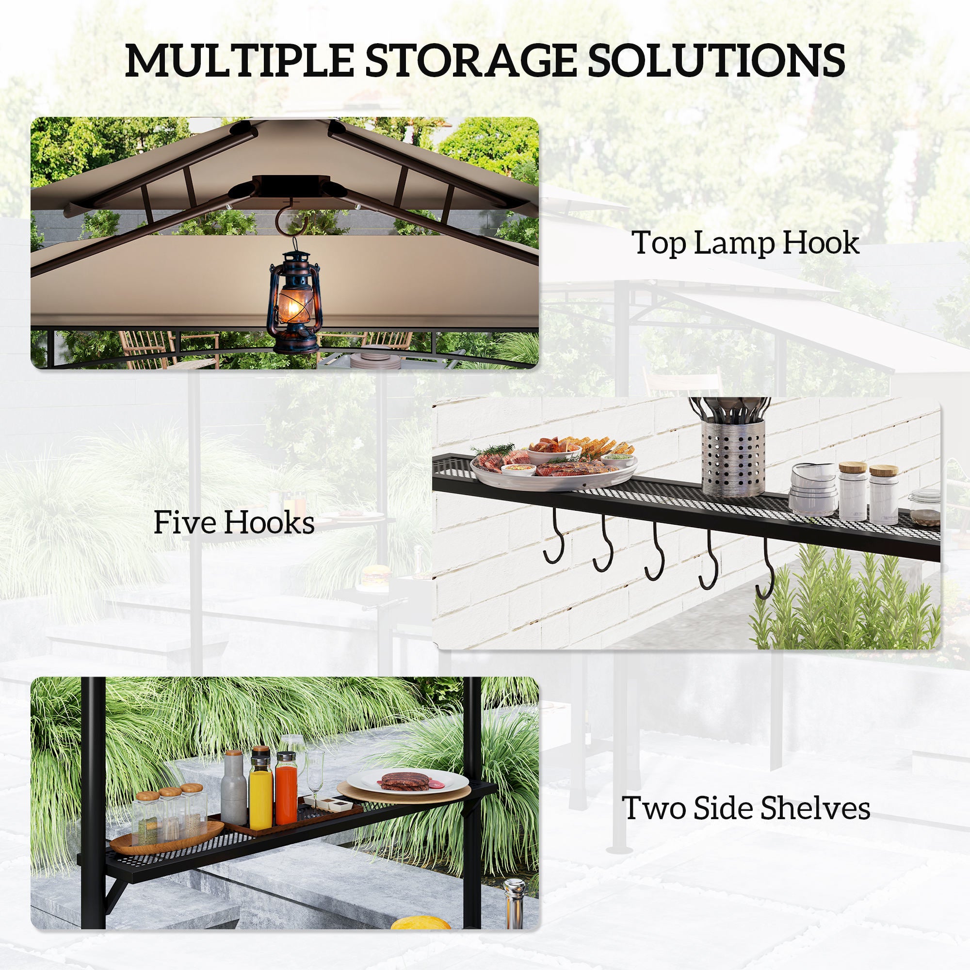 8' x 5' Grill Gazebo - Double Tiered Khaki Shelter-DECOROLALA