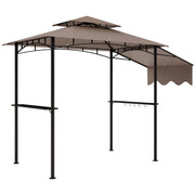 8' x 5' Grill Gazebo - Double Tiered Khaki Shelter-DECOROLALA